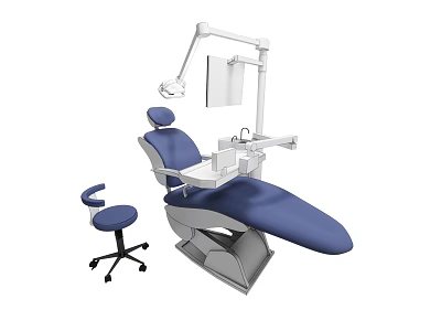 Dental Medical Equipment With Ergonomic Treatment Chair Adjustable Light And Assistant Stool 3d model