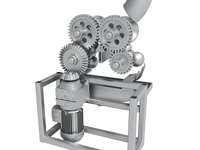 Detailed Industrial Mechanical Gear System With Motor And Metal Frame Structure 3d model