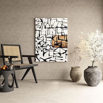 Quiet abstract painting abstract decorative painting 3d model