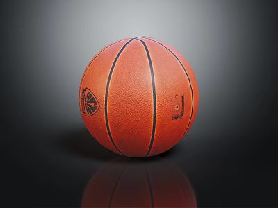 Professional Orange Basketball With Black Stripes And High Quality Logo Design 3d model