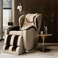 Modern Beige Massage Chair With Comfortable Design And Side Table Plant In Living Room