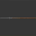 Metal Spear With Wooden Shaft On Black Smooth Surface With Reflection