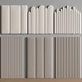 Wall Decor Panels Various Shapes White Light Gray Arrangements On Gray Wall Wooden Floor