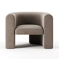 Modern Minimalist Beige Velvet Accent Chair With Rounded Armrest And Smooth Design