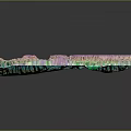 Colorful 3D Topographic Landscape Featuring Green Purple Blue Terrain Textures and Mountain Valleys