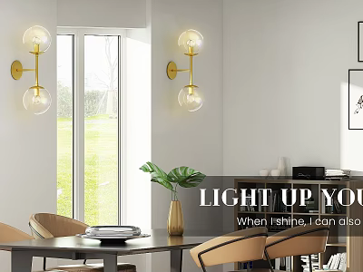 Modern Brass Wall Sconces With Glass Globe Shades For Dining Room Ambient Lighting 3d model