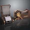 Traditional Vintage Wooden Weaving Looms With Spinning Wheel And Cotton Yarn