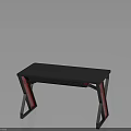 Modern Gaming Desk With Gray Tabletop Black Frame And Red Leg Accents