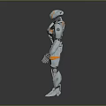 Futuristic Metallic Robot Character With Silver And Orange Accents And Humanoid Structure 3d model