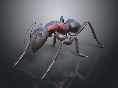 3D Rendered Metallic Ant With Black Red Body And Shiny Surface 3d model