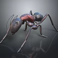 3D Rendered Metallic Ant With Black Red Body And Shiny Surface