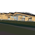 Modern Museum Building Design Featuring Sloped Roofs Glass Facades And Green Lawn