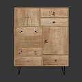 Classic Light Tone Wooden Storage Cabinet With Multiple Drawers And Carved Doors