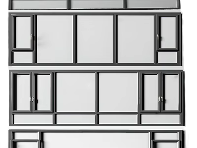 Modern Casement Windows Design With Aluminum Frame And Double Glazed Glass Panels 3d model