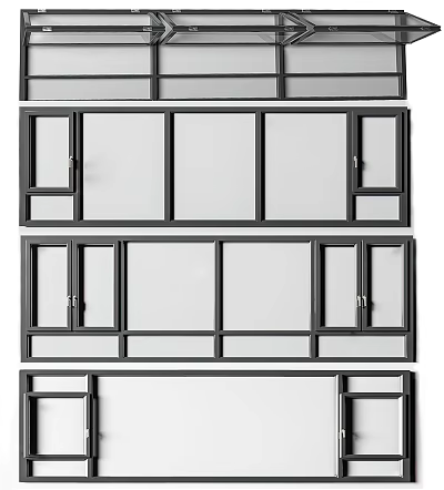 Modern Casement Windows Design With Aluminum Frame And Double Glazed Glass Panels 3d model