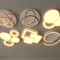 Modern Style Ceiling Lights With Various Geometric Shapes And Soft White Lighting 3d model