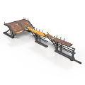 Ancient Wooden Bridge Structure With Brown Yellow Roof Beams And Support Frames