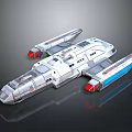 Futuristic White Spaceship Design With Red Blue Thrusters And Wing Structures