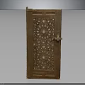 Carved Wooden Door With Intricate Floral Pattern And Ornate Decorative Design