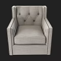 Light Gray Tufted Single Sofa With Square Armrests And Fabric Upholstery 3d model