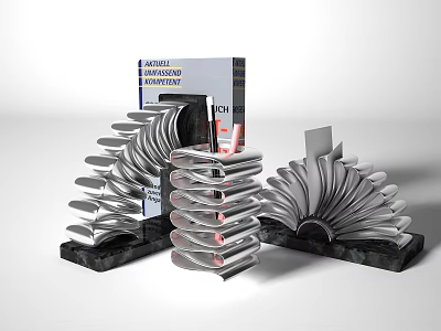 Modern Metallic Spiral Ornament Set With Black Base For Home Decor 3d model