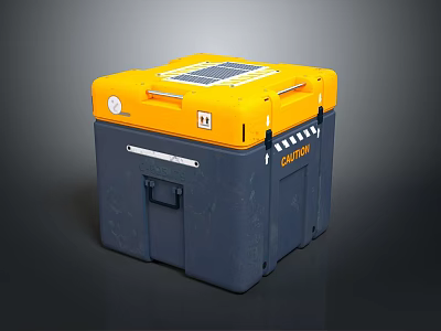 Portable Solar Powered Storage Container With Yellow Top And Gray Body For Daily Use 3d model