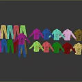 Diverse Clothing Collection with Jackets and Pants in Multiple Colors and Styles