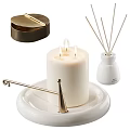 Stylish Decorative Ornament Set With Candle Holder Reed Diffuser Matchbox And Book 3d model