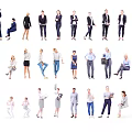 Group of People in Various Poses Wearing Different Casual and Formal Outfits