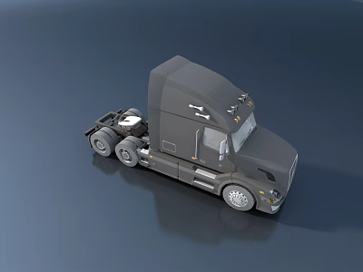 Gray Heavy Duty Functional Truck With Aerodynamic Cab And Wheels 3d model