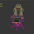 Modern Black And Blue Gaming Chair With Adjustable Armrests And Swivel Base Design