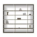 Modern Open Shelves Bookcase With White Frame And Decorative Items Including Vases Sculpture And Books