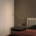 Modern Double Bed Bedroom Interior With Artwork Nightstands Armchair Rug And Wooden Flooring