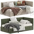 Cozy Kids Bed With Soft Pillows And Warm Blankets In Upholstered Design