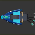 3D Cosmic Spacecraft Model With Blue Black Design And Mechanical Arm Structure