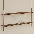 Hanging Wooden Shelf With Two Layers For Wine Glasses Storage