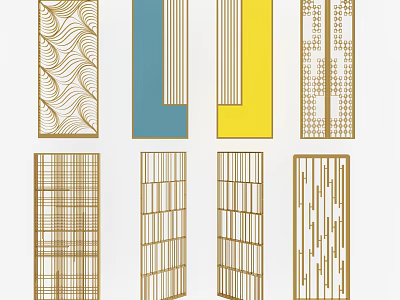 Stylish Room Dividers With Various Patterns And Colorful Designs For Interior Spaces 3d model