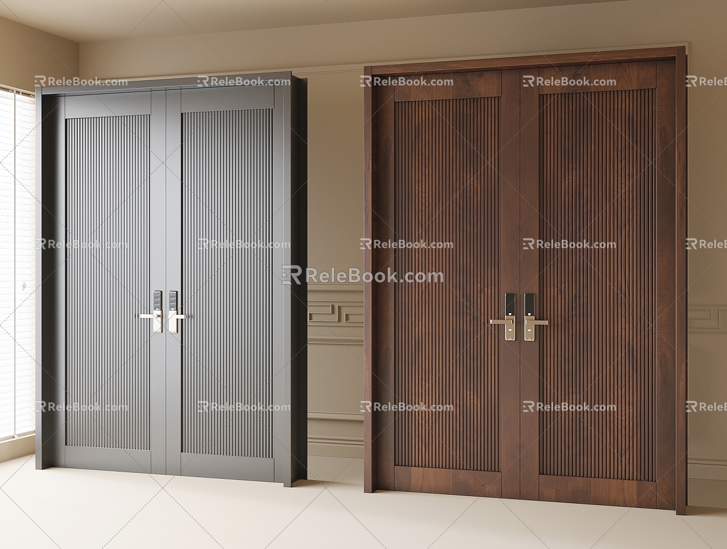 Security Door Double Door Entry Door 3d model