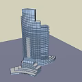 Modern Office Building Exterior Design With Glass Curtain Wall And Layered Structure