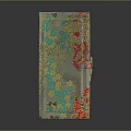 Decorative Glass Box With Colorful Floral Pattern Green Red Gold And Gold Clasp Detail