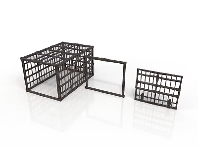 Industrial Equipment Black Metal Grid Frame Structures in Various Sizes for Storage Applications 3d model