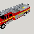 Red Fire Truck Featuring Extended Ladder and Yellow Stripes for Fire Emergency Response