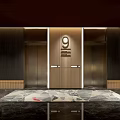 Elevator Lobby on Hotel Floor 9 Featuring Floral Pattern and Geometric Flooring 3d model