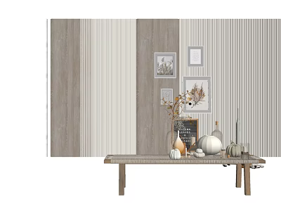 Natural Style Decorative Ornaments Set With Framed Artworks Wooden Wall And Tabletop Decor 3d model