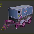 Blue Trailer Mounted Generator Featuring Two Wheels And Control Panel Enclosure 3d model