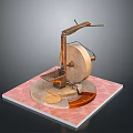 Traditional Stone Mill With Wooden Components And Stone Grinding Disc On Square Base