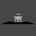 Retro Volkswagen Kombi Blue And White Minibus With Floral Patterns And Peace Sign