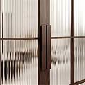 Modern Double Swing Door With Glass Panels And Metal Grid Frame