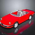 Vintage Red ALFA Convertible Car With Light Gray Interior And Silver Wheels