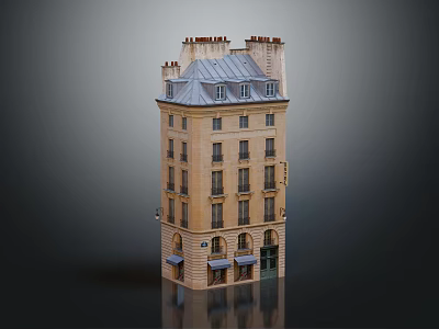 Multi Story Office Building With Gray Roof Beige Exterior Walls And Multiple Windows 3d model